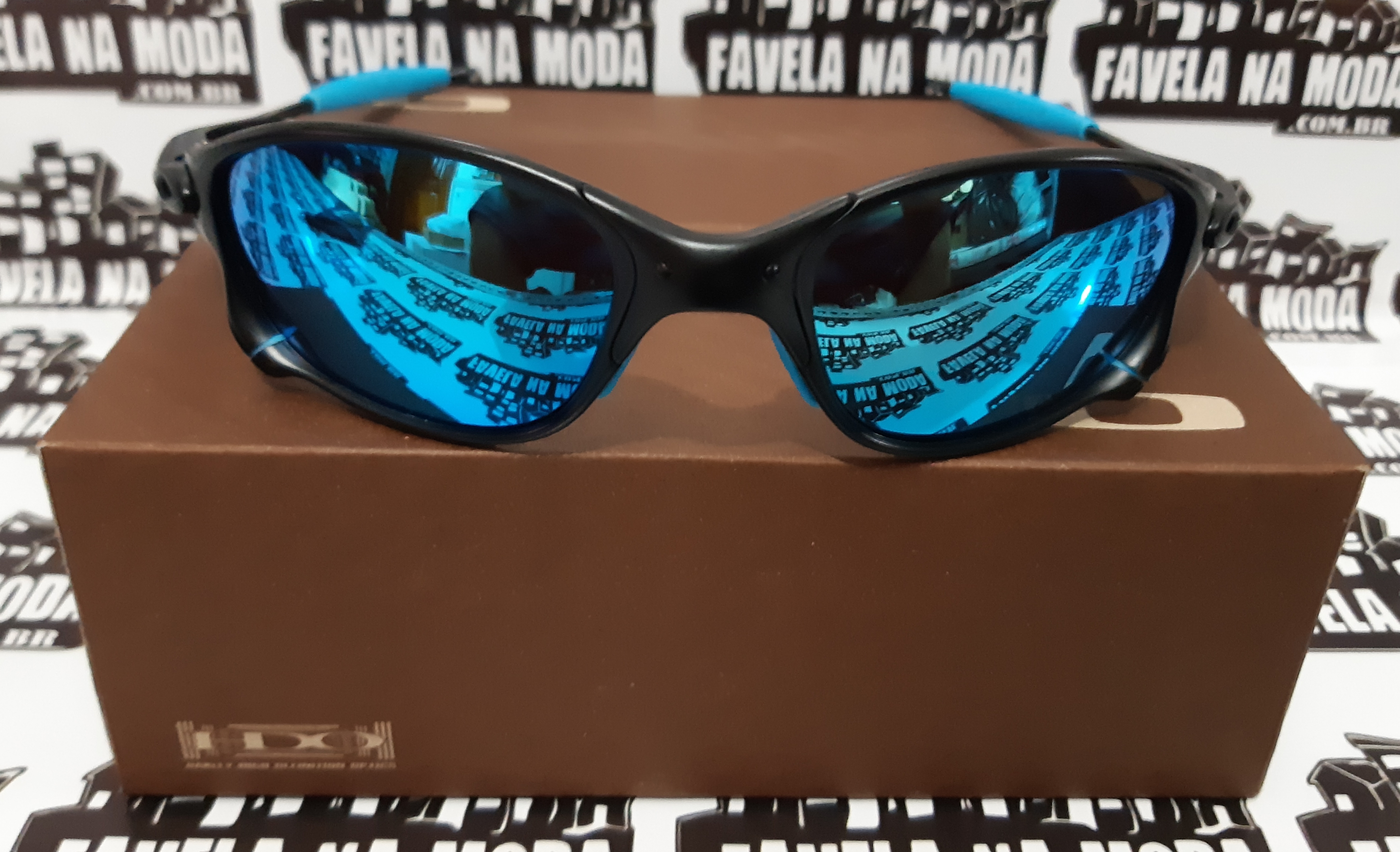 Óculos Oakley Double xx - X-Metal / Clear Azul / Borrachinhas Azul - Favela  na Moda Imports