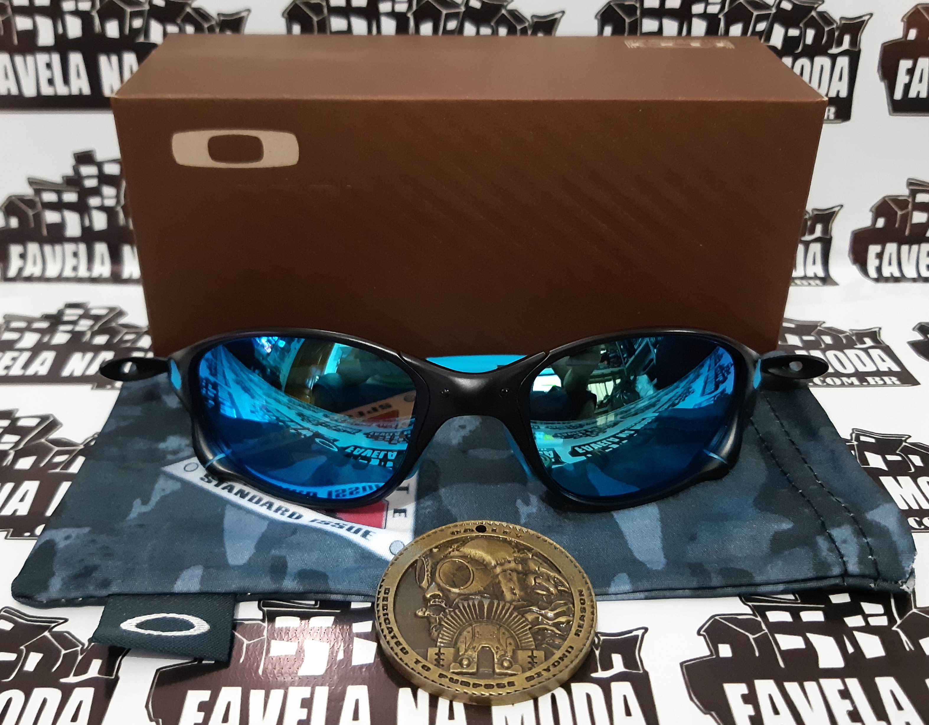 Óculos Oakley Double xx - X-Metal / Clear Azul / Borrachinhas Azul - Favela  na Moda Imports