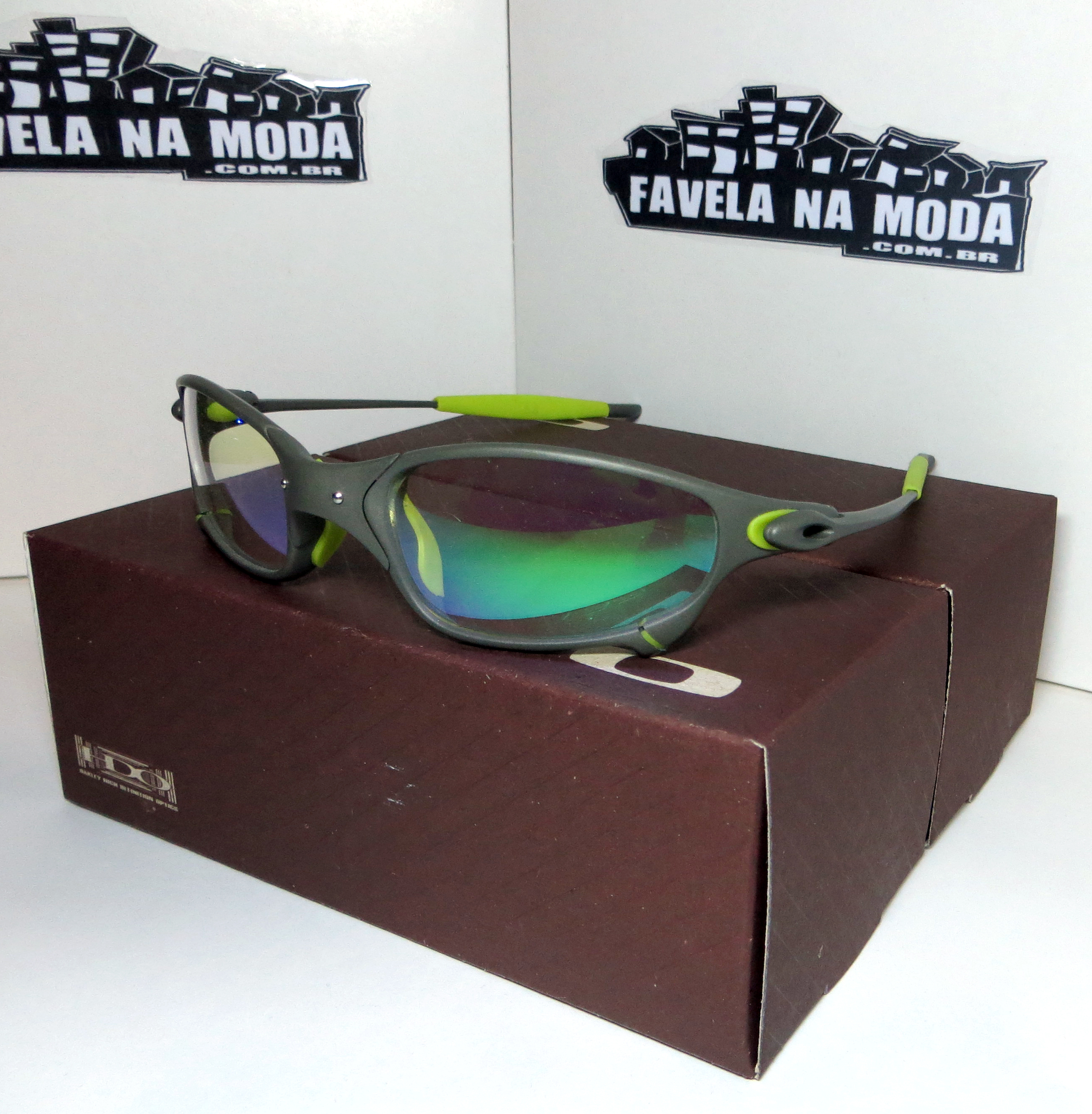Óculos Oakley Juliet - X-Metal / Clear Verde / Borrachas Verdes - Favela na  Moda Imports