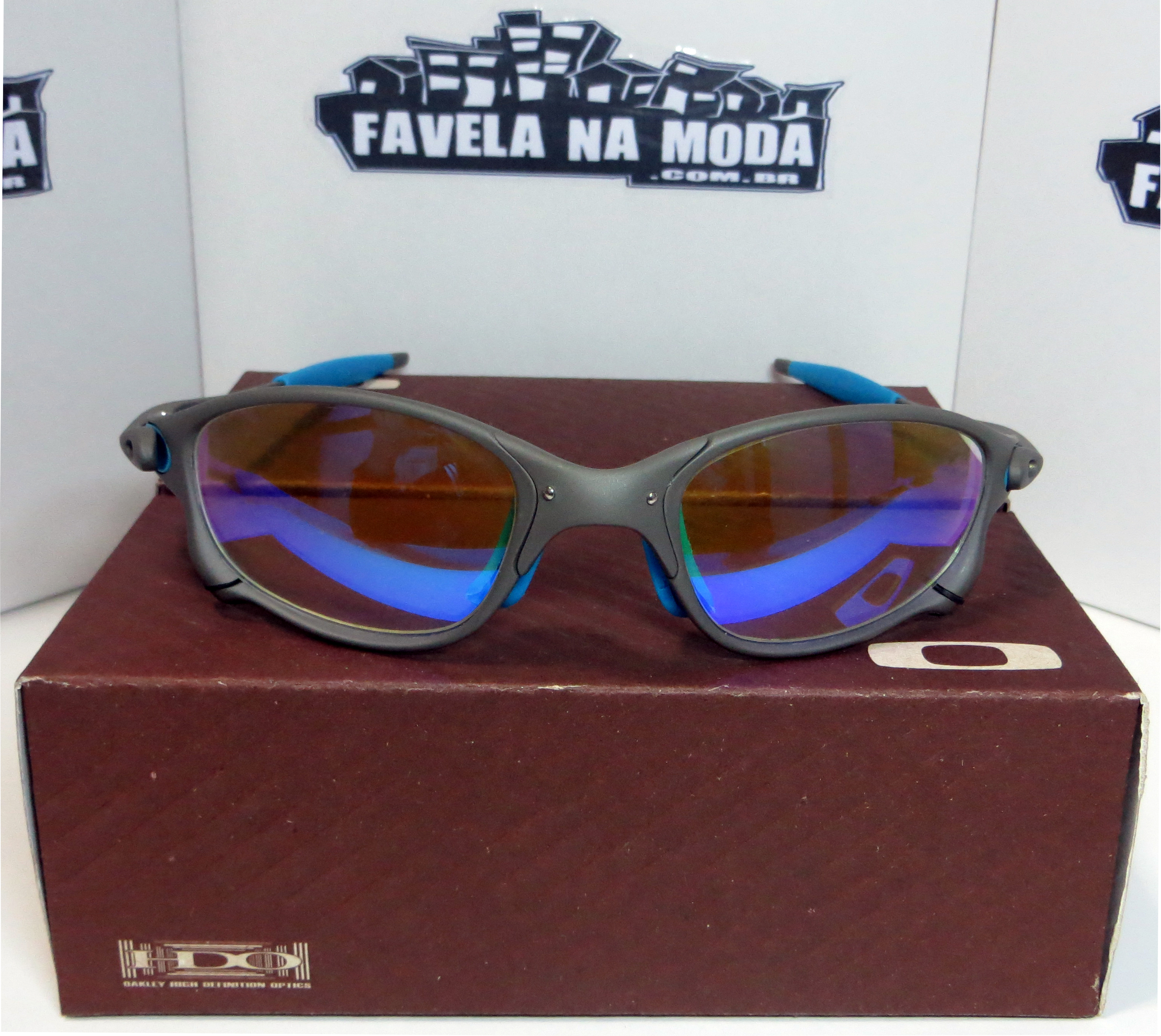 Óculos Oakley Double xx - X-Metal / Clear Azul / Borrachinhas Azul - Favela  na Moda Imports