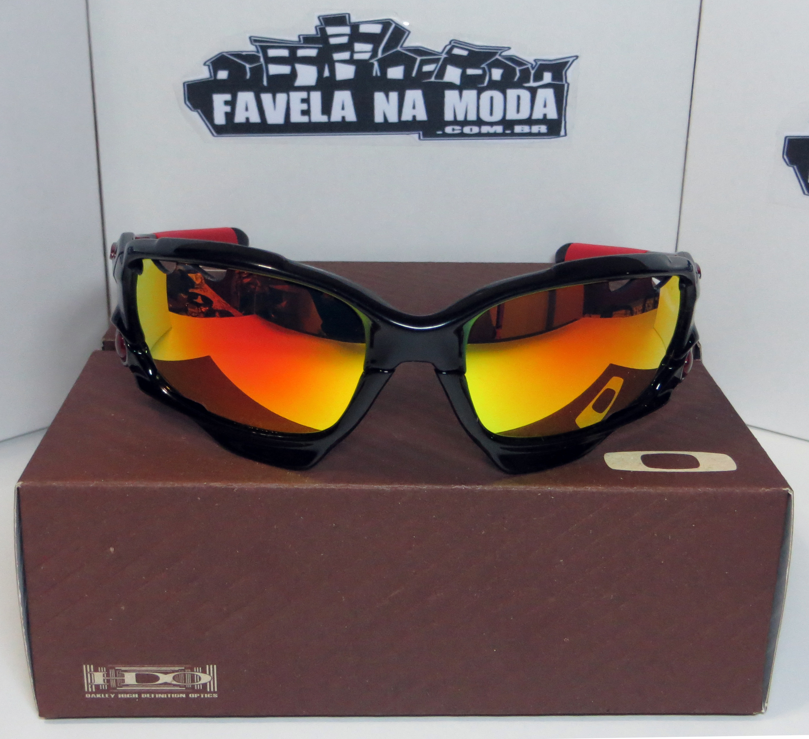 Óculos Oakley Jawbone - Preto / Vermelho - Favela na Moda Imports
